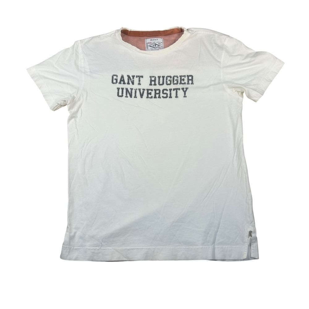 Gant Rugger University Mens XL White Graphic T-Shirt Cotton Short‎ Sleeve Tee
